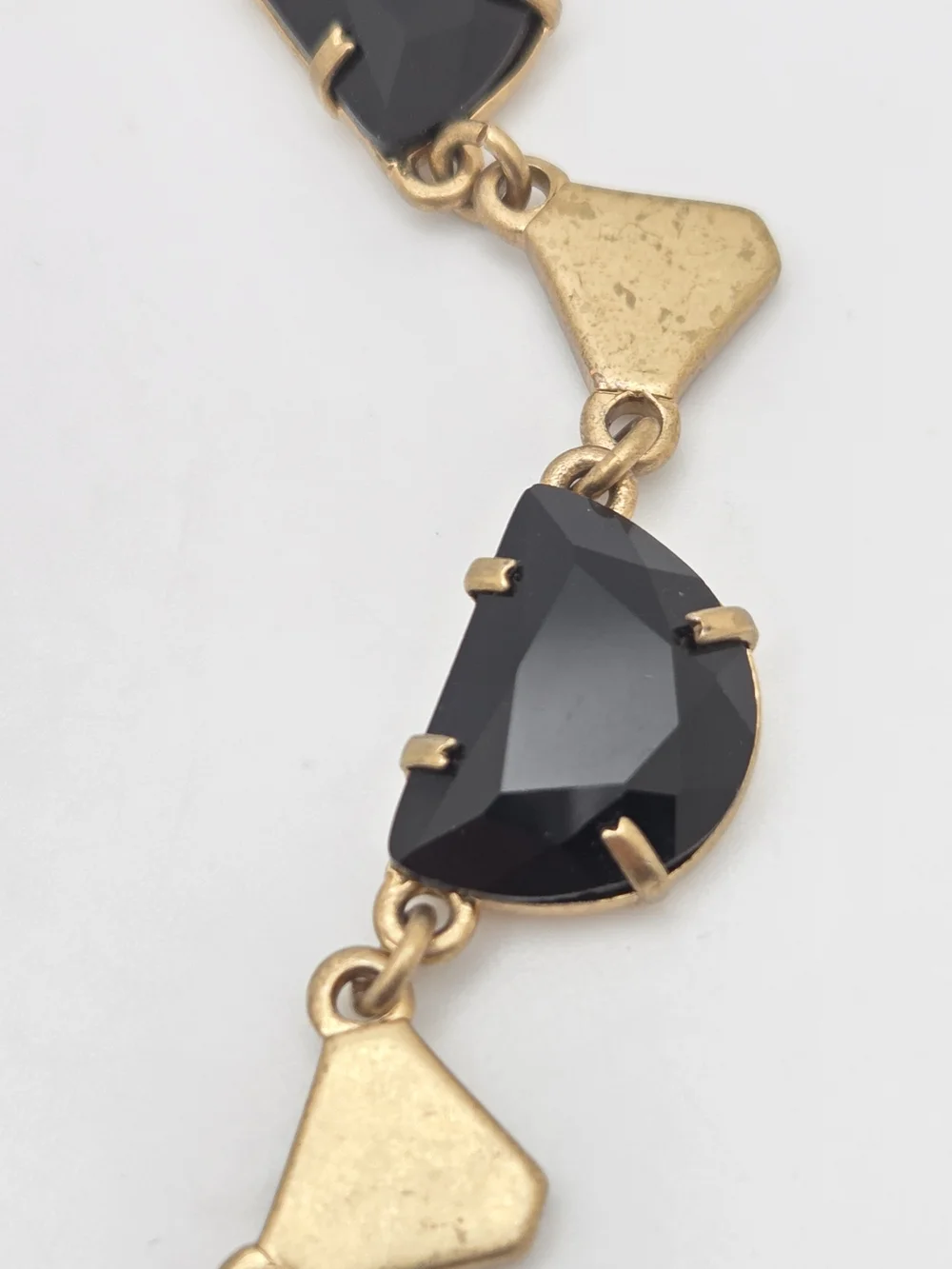 Madewell NWT Black Faceted Half-Moon Statement Necklace Gold Tone 19” - Picture 15 of 16